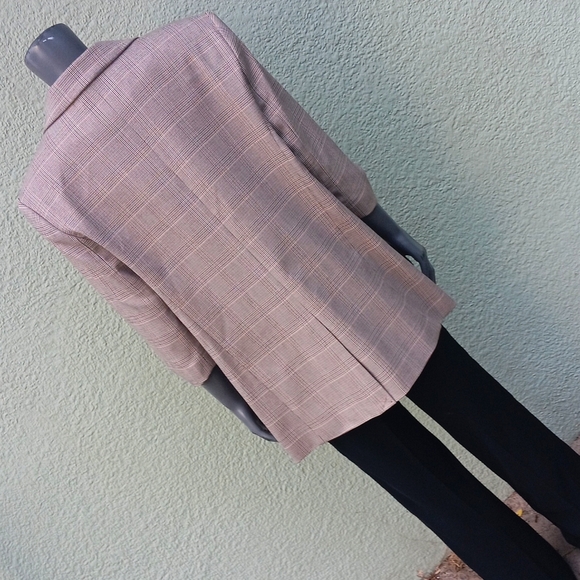 CALVIN KLEIN LADIES (1) BUTTON MULTI-COLOR HOUNDSTOOTH LUXURY BLAZER - Picture 14 of 17